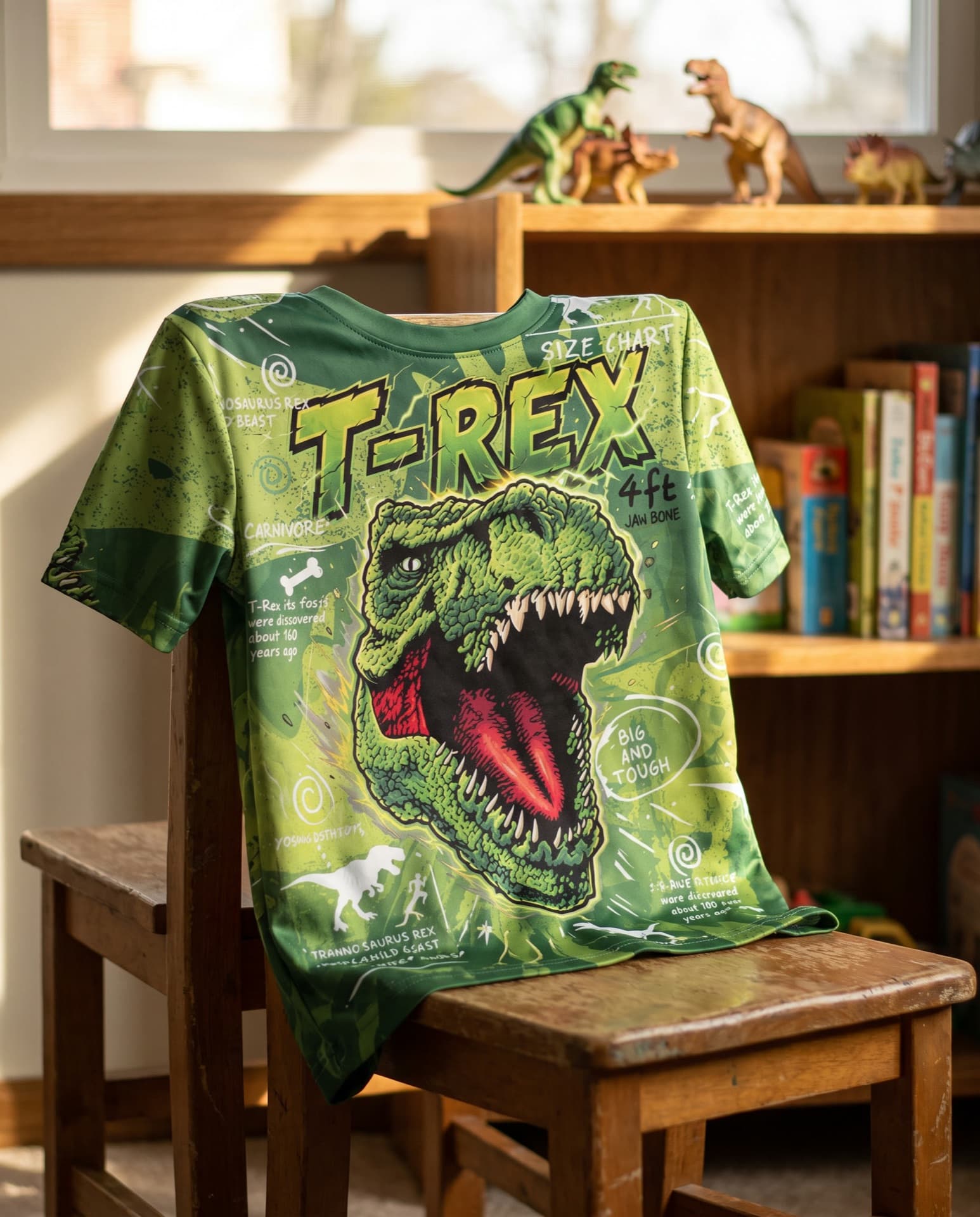 Playera niño T-Rex huellas